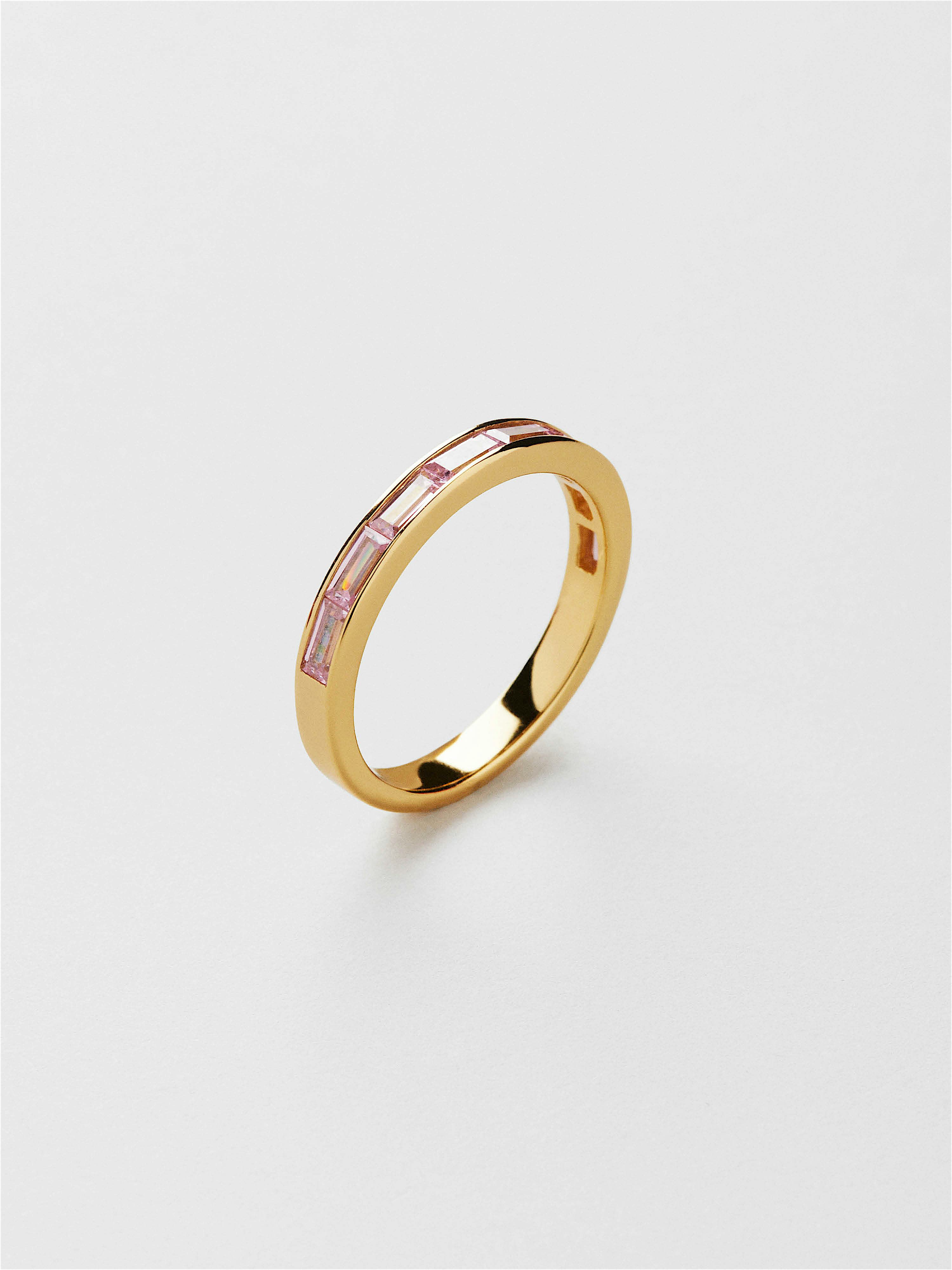 Safira Baguette Eternity Pink Ring