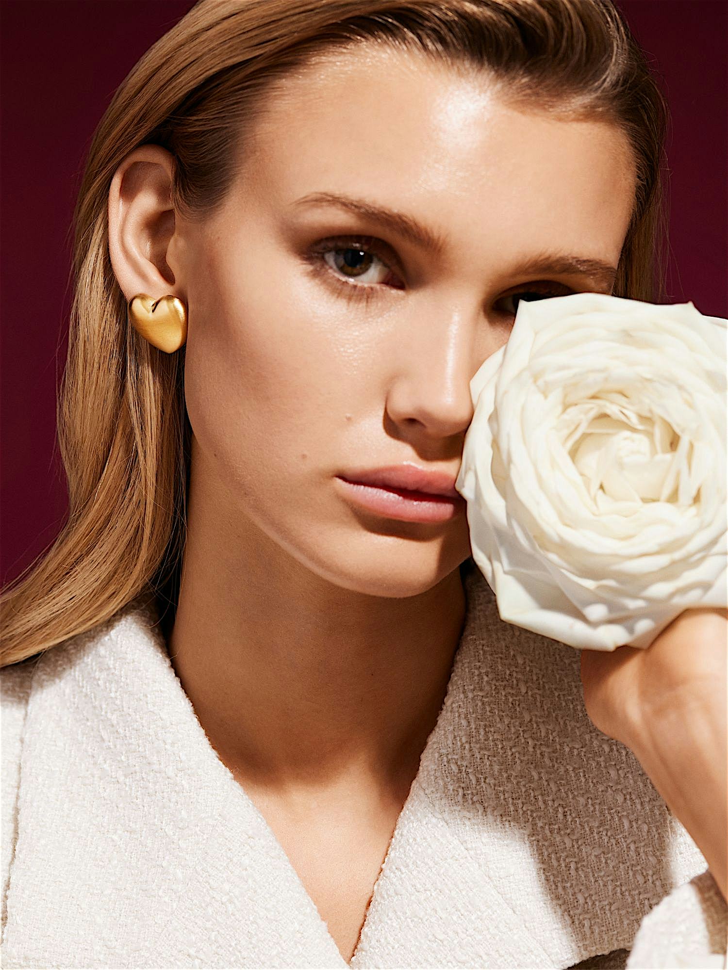 【HYERES LOR】23SS★ H Heart Silver(Y) Color Enamel Earring Hailey Heart Earrings