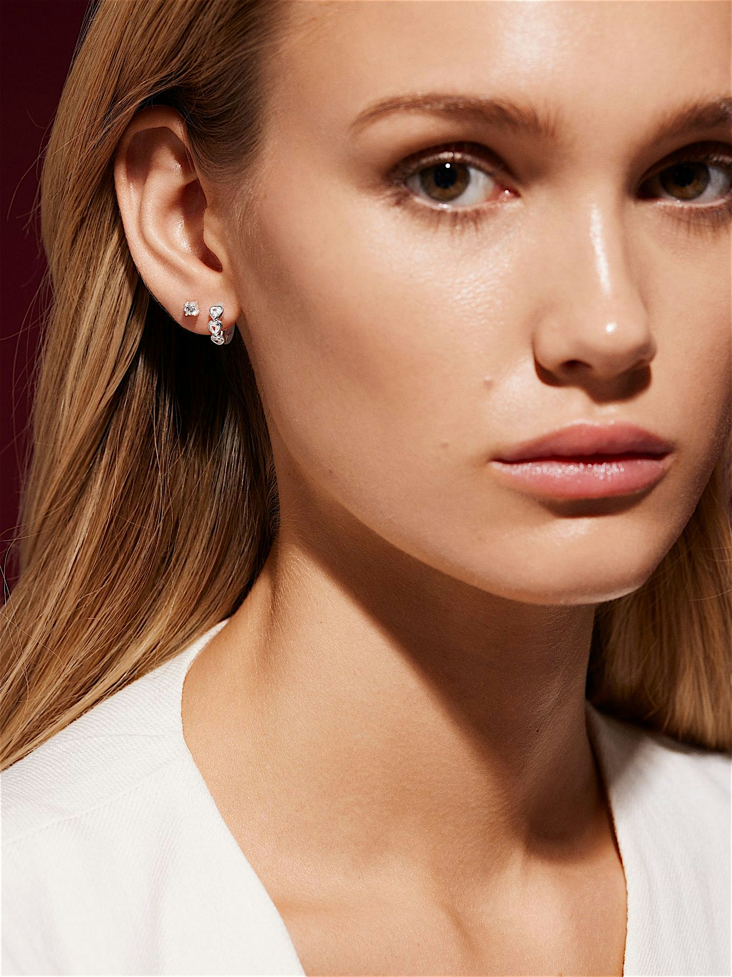 Bezel Heart Hoops